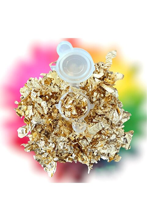 cnk craft shop Epoksi Altın Kırık Folyo Süsleme , Mum Süsleme, Tırnak Makyaj Süs , Epoksi Malzeme, Altın Varak D21