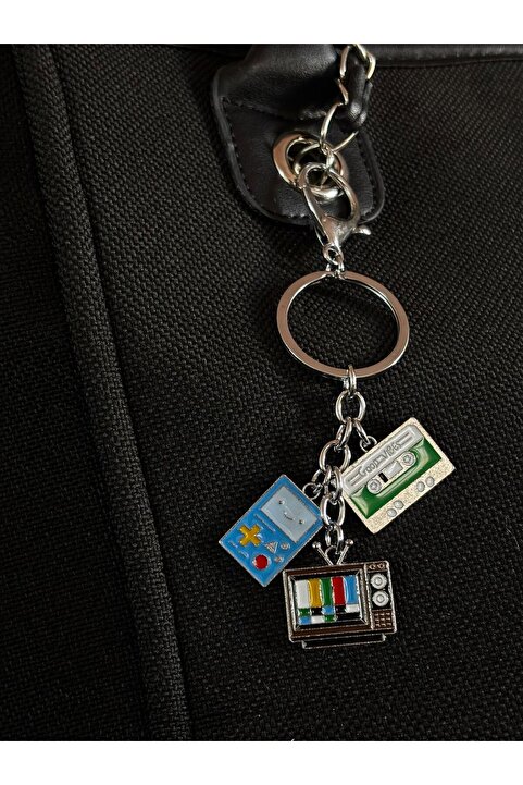 bijoux uniques Kaset&televizyon&oyun kolu figürlü çanta charmı&anahtarlık
