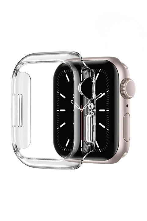 PSGT Apple Watch Uyumlu 40 Mm Seffaf Silikon 360 Tam Koruma Yumuşak Ekran Kılıf