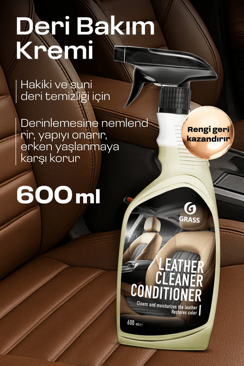GRASS Deri Temizleyici & Bakım Kremi 600ml - Oto Koltuk, Çanta, Mobilya Için Uv Koruma Ve Nemlendirici