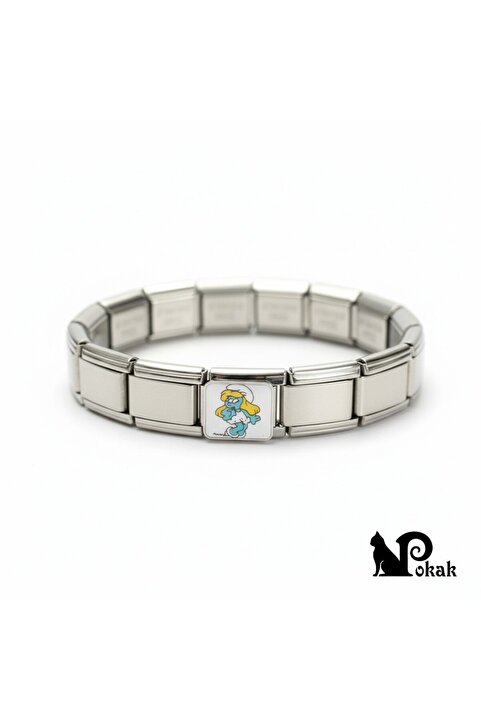 STAINLESS STEEL POKAK İtalyan Charm Şirine Charm Ekli Çelik Bileklik