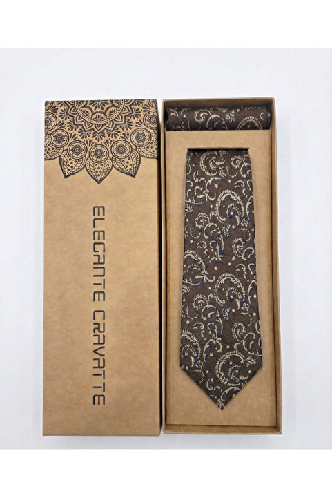 Elegante Cravatte Şal Desen Dokuma Kutulu Kravat Ve Cep Mendili