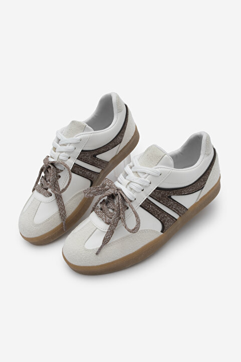 Marjin Kadın Sneaker Retro Çift Bağcıklı Spor Ayakkabı Forden Kahve