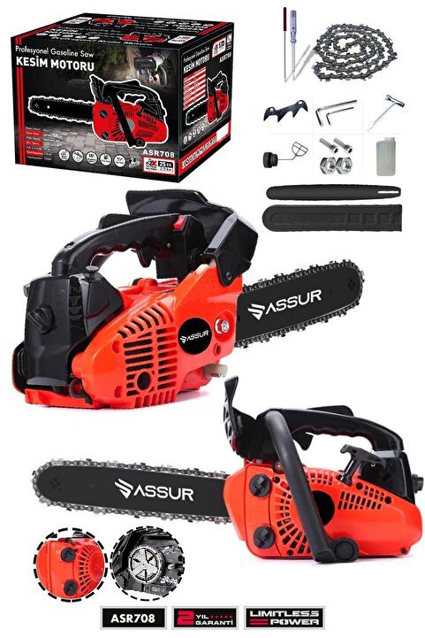 ASSUR 25cc Mini Benzinli Testere Ağaç Odun Dal Budama Kesme Testeresi Hızar Motoru