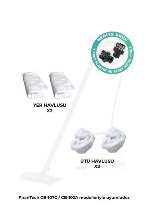 PiranTech CB-107C Buharlı Temizlik Makinası Yedek Havlu Seti