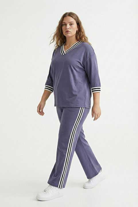 Mivoon Şeritli Takım Oşho %100 Modal Kumaş Şeritli Soft Dokulu M-6XL