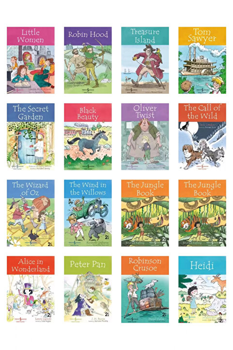 Türkiye İş Bankası Kültür Yayınları 8-13 Yaş İngilizce Çocuk Klasikleri Hikaye Seti 16lı/English Stories For Children/Okuma Takip Ayracı