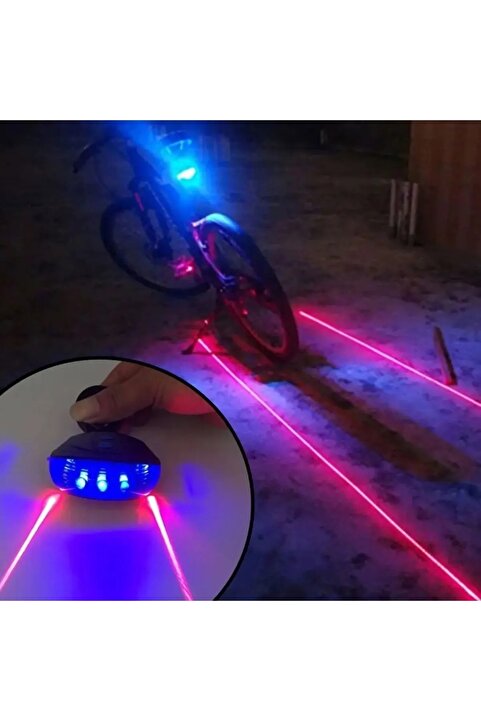shop Lazer Güvenlik Işıklı Bisiklet Lambası Arka Led Ikili Lazer 7 Mod Çakarlı Kırmızı