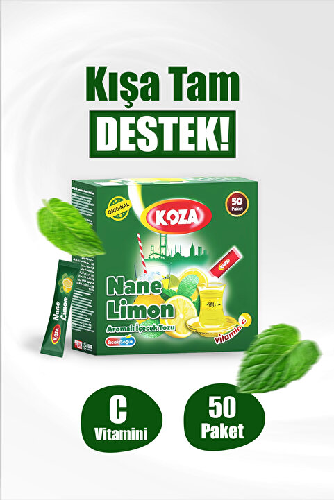Koza Gurmelerin Seçimi Pratik Lezzet Nane Limon Aromalı Tek İçimlik Premium İçecek Tozu 50 Stick