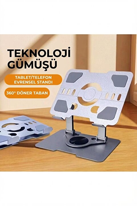 Fibaks 360 Derece Dönebilen Tüm Tablet Ve Telefonlarla Uyumlu Ayaklı Stand Metal Tablet Tutucu Yükseltici