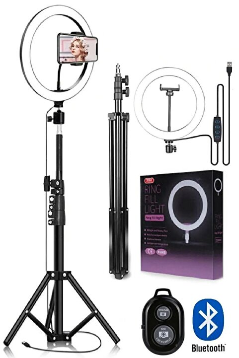 Miomi Tripod Ledli Ayaklı Tripot Pro 6500k Youtuber Fotoğraf Video Çekimi Telefon Tutucu(KUMANDA HEDİYE)