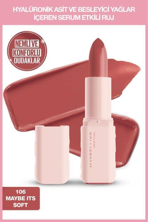 Maybelline New York Serum Etkili Hyalüronik Asit ve Besleyici Yağ İçeren Ruj - 106 Maybe It's Soft