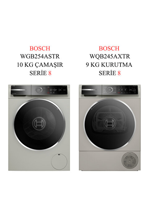 Bosch WGB254ASTR - WQB245AXTR 10 kg Çamaşır ve 9 kg Kurutma 2'li Serie 8 Set