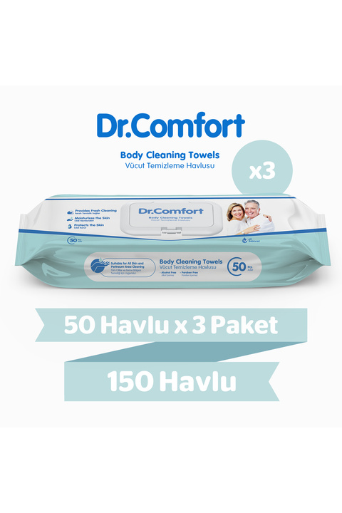 Dr.Comfort Vücut Temizleme Havlusu 50'li 3 Paket 150 Havlu