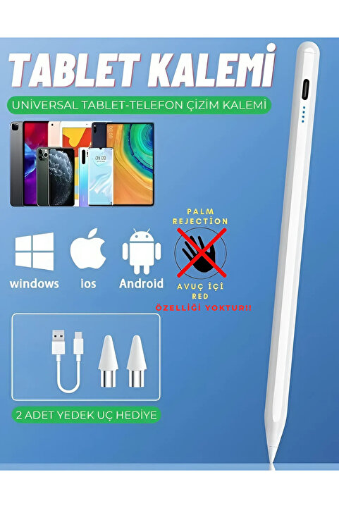 nextbuy Şarjlı Dokunmatik Kalem iOS Android Windows Uyumlu Tablet Telefon iPad Yazı Çizim Kalemi