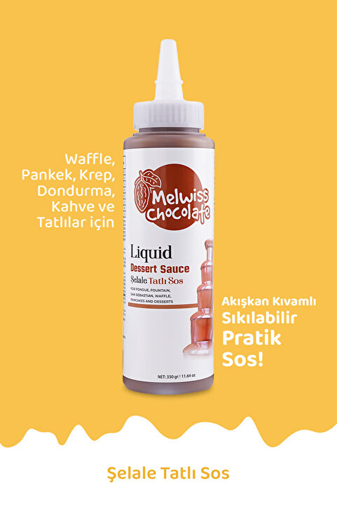 Melwiss Chocolate Fondü Şelale Tatlı Sos 330 g - Waffle & Krep & Pankek & San Sebastian Sosu