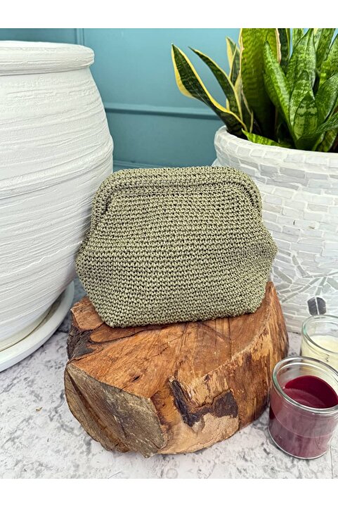 Nissra Gizli Burslu Hasır Clutch Çanta