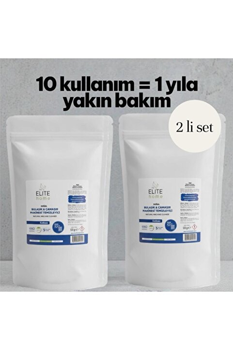 The Elite Home Doğal ve Vegan Sertifikalı Çamaşır ve Bulaşık Makinesi Temizleyici 500 gr x 2