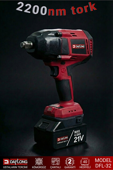 Daflong PRO DİJİTAL EKRANLI DİJİTAL AYARLANABİLİR DEVİRLİ 2200 TORK SOMUN SIKMA MAKİNA DFL-32