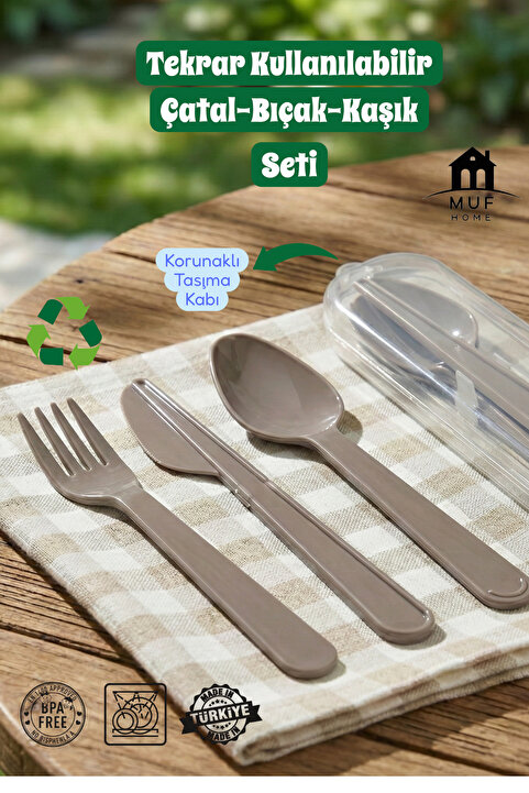 MUF HOME Pratik Kutulu Taşınabilir Çatal Kaşık Bıçak Seti Yıkanabilir Kamp Piknik Seyahat Seti (Renk Asorti)