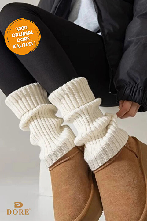 DORE Orijinal Premium Akrilik Örgü Leg Warmer Kışlık Özel Tasarım Sıcak Tutan Bacak & Ayak Isıtıcı Tozluk