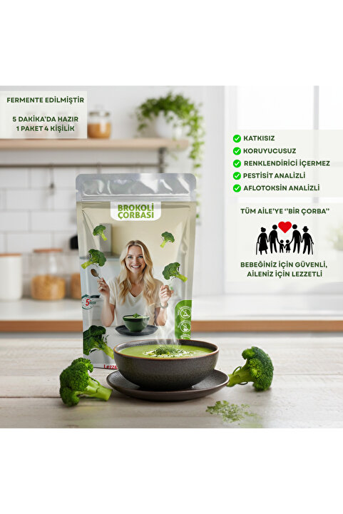 Belu Gıda Atölyesi Brokoli Çorbası 60 gr (4 Porsiyon) Pestisitsiz - Bebek, Çocuk ve Yetişkin Beslenmesine Uygun