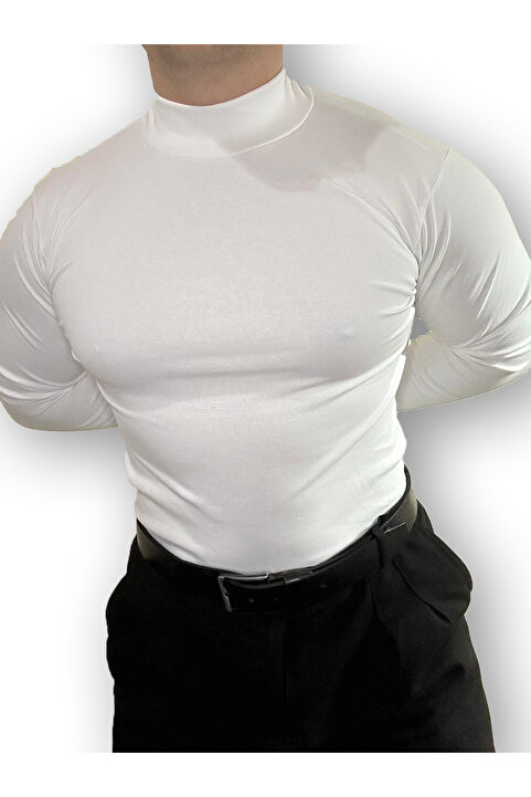 Lushen Uzun Kollu Yarım Boğazlı Balıkçı Yaka Likralı Penye Badi Body