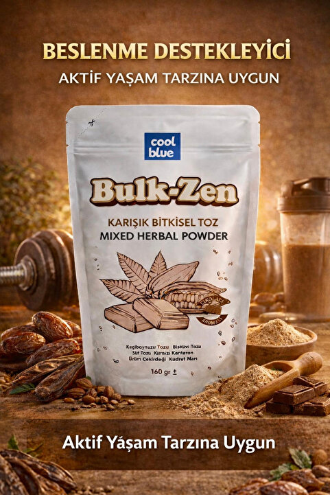 cool blue Bulk-Zen Yüksek Kalorili Beslenme Destekleyici Bulk Dönemi İçin Bisküvi Tozlu Ve Keçi Boynuzlu 160gr