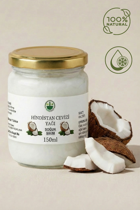 ixirciyusuf Soğuk Sıkım Hindistan Cevizi Yağı (Coconut Oil – Cocos nucifera) Saf Doğal 150 ml