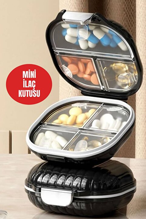 TOYFEST Siyah Mini 7 Bölmeli Hap Kutusu – Sızdırmaz Vitamin ve İlaç Düzenleyici, Ceplik Seyahat Kabı Mini