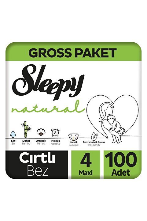 Sleepy Natural Gross Paket Bebek Bezi 4 Numara Maxi 100 Adet