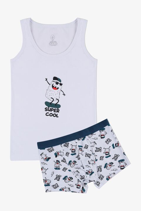 koza iç giyim Erkek Çocuk Super Cool Desenli Atlet Boxer Takım
