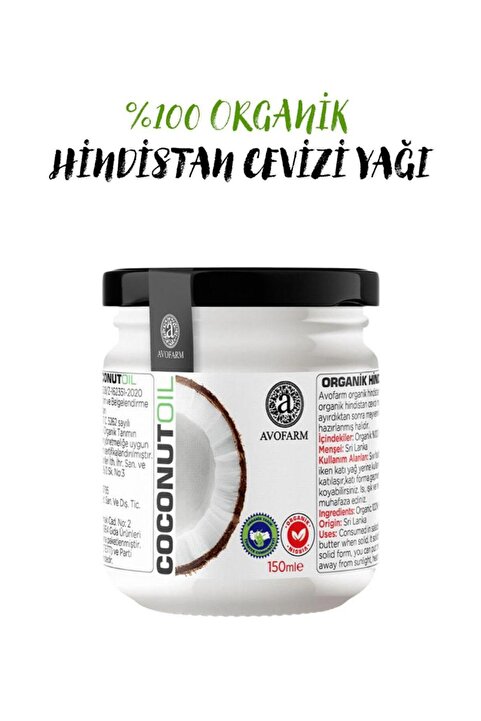 Avofarm %100 Organik Hindistan Cevizi Yağı 150ML (Soğuk Sıkım)