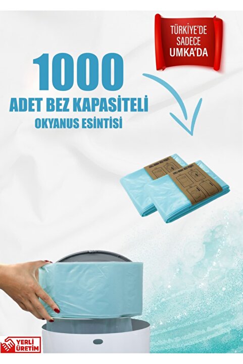 Korbell 16lt Uyumlu Muadil 1000 Adet Bez Kapasiteli 2 Paket Okyanus Kokulu Yerli Çöp Poşeti
