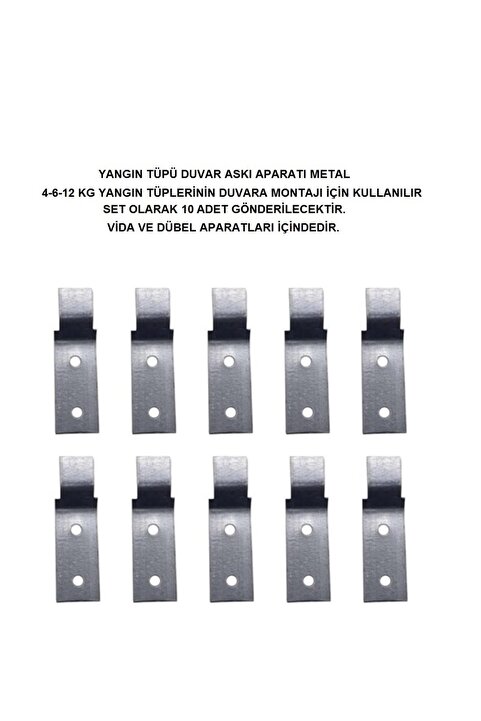 Genel Markalar YANGIN TÜPÜ METAL ASKI APARATI METAL 10'LU SET VİDA DÜBEL DAHİL
