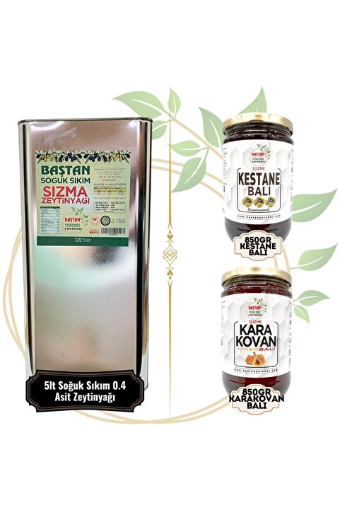 Baştan Yöresel 5lt Zeytinyağı, 850gr Karakovan Süzme Ve 850gr Çiçek Balı (TANITIM AMAÇLI)