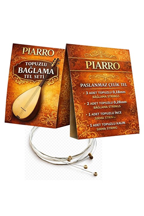 Piarro Topuzlu Profesyonel Kısa Sap Bağlama Tel Seti 0,18