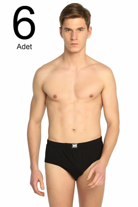 Tutku Erkek Siyah 6'lı Paket Pamuk Slip