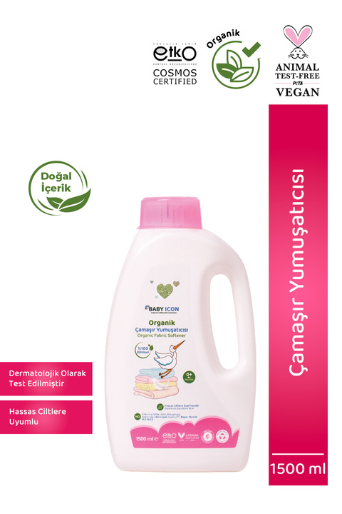 Baby İcon %100 Doğal Organik Vegan Bebek İçin Çamaşır Yumuşatıcısı 1500 ML Termal Su Katkılı