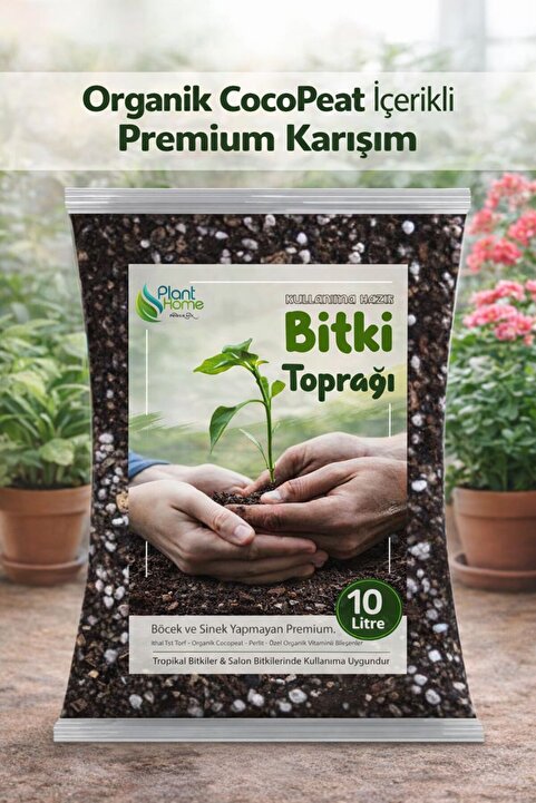 plant-home 10 Litre Kullanıma Hazır Bitki Toprağı - Salon Bitkileri ve Tropikal Bitkiler İçin Premium Keliteli