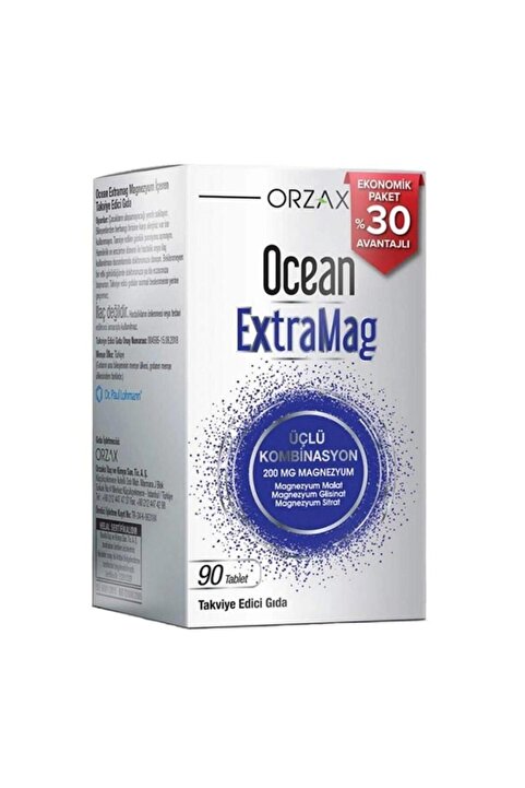 Orzax Ocean ExtraMag Üçlü Magnezyum Kombinasyonu 90 Tablet