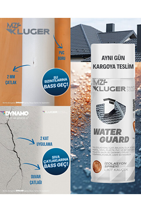 MZF KLUGER 500 ml Su Yalıtım Sızdırmaz Geçirmez Izolasyon Kauçuk Spreyi Kaplama Sızıntı Önler