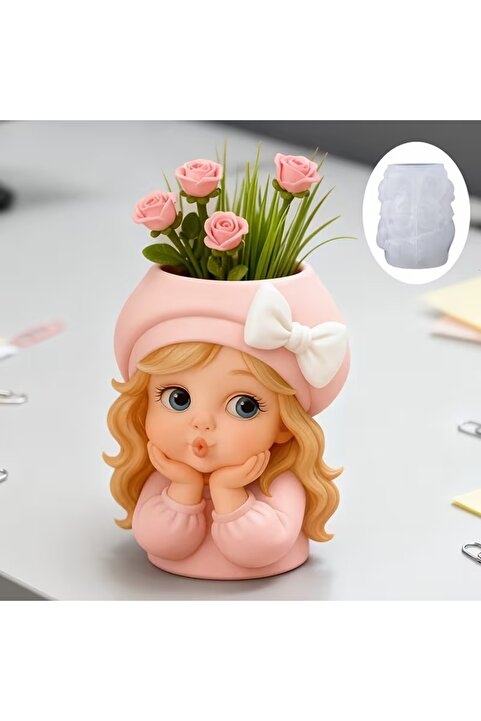 AnkaHobiMarket Sevimli Sarı Saçlı Kız Silikon Kalıp (S987)