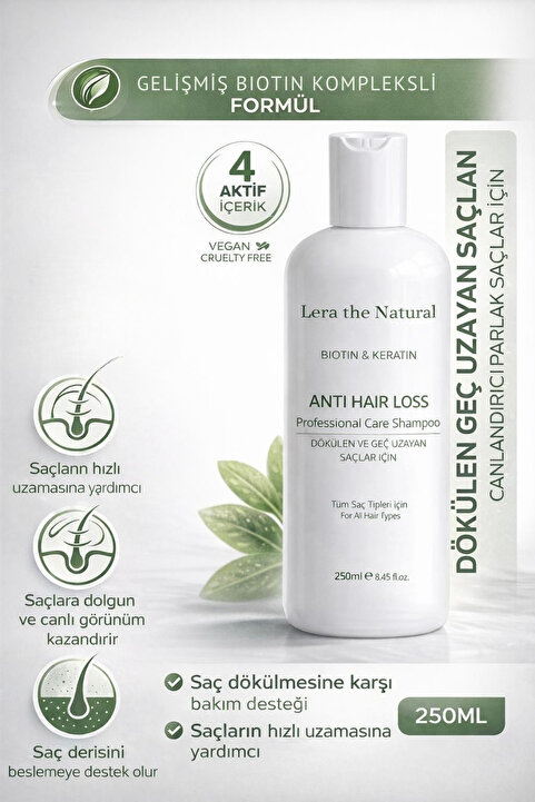 Lera The Natural Biotin Ve Keratin Saç Dökülmesine Karşı Hızlı Saç Uzatan Onarıcı Besleyici Şampuan