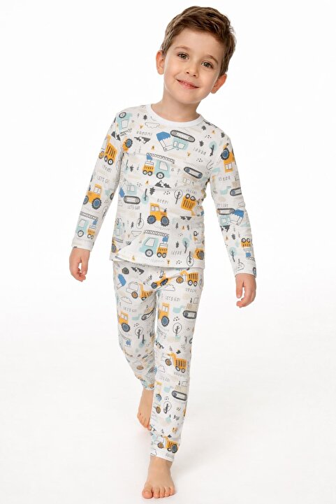 Çamaşır Bahçesi Uzun Kollu Desenli Çocuk Pijama Takım #baskılıçocukpijamatakım #çamaşırbahçesi #kepçedesenli