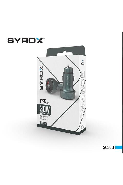 Syrox SC30B Araç Çakmaklık Şarj Aleti PD30W, 3.1Amper LCD Ekran