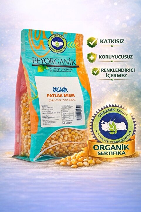 BEYORGANİK ORGANİK Patlak Mısır 500gr (PESTİSİT ve AFLATOKSİN ANALİZLİ)