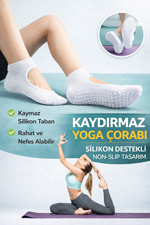 GAZELMANYA Pilates Ve Yoga Çorabı Kaydırmaz Tabanlı Pilates Çorabı Yoga Çorabı Plates Çorabı Dans Çorabı