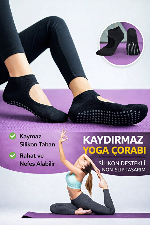 GAZELMANYA Pilates Ve Yoga Çorabı Kaydırmaz Tabanlı Pilates Çorabı Yoga Çorabı Plates Çorabı Dans Çorabı