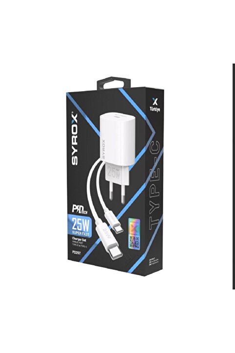 Syrox Samsung Galaxy A54 Sg Uyumlu 25w Type-c To Type-c Hızlı Şarj Cihazı / Şarj Aleti Adaptör